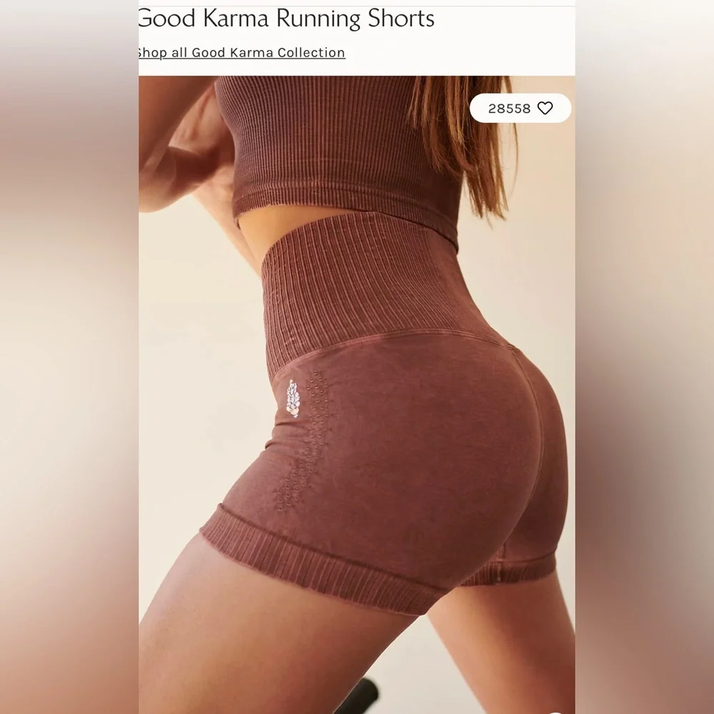 Free People Good Karma Running Shorts Nutmeg Size XS/S NWOT $48 - Picture 6 of 9